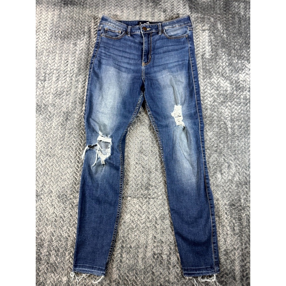 Hollister High Rise Super Skinny Crop Jeans Women 5R 27x26 Blue Denim Distressed